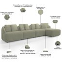Ver imagem 4 de Sofá 5 Lugares com Chaise Direito Sala Living 334cm Arlo F04 Bouclê Oliva Tc-10052 - Lyam Decor
