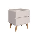 Ver imagem 3 de Mesa de Cabeceira 2 Gavetas Cantos Arredondados e Pés Palito Cor:bege Dunas