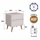 Ver imagem 4 de Mesa de Cabeceira 2 Gavetas Cantos Arredondados e Pés Palito Cor:bege Dunas