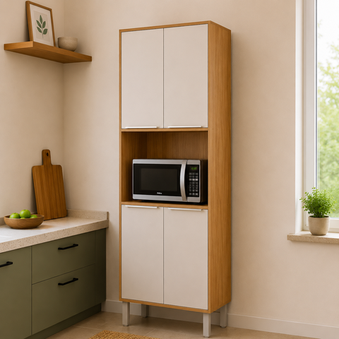 Paneleiro Torre Quente 4 Portas 70cm Esplendida Freijo / Off White MGM