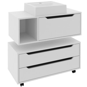 Kit Balcão e Gabinete de Banheiro com Cuba Karina Branco