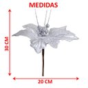 Ver imagem 4 de Kit 6 Flores Artificiais Decoração Natal Prata Glitter 30cm