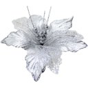 Ver imagem 2 de Kit 6 Flores Artificiais Decoração Natal Prata Glitter 30cm