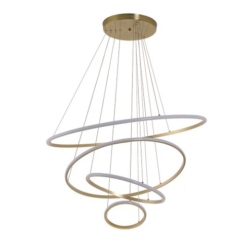 Pendente Inverse 4 Aneis Bronze LED 99W 3000K Bivolt Ideal Para Pé Direito Duplo