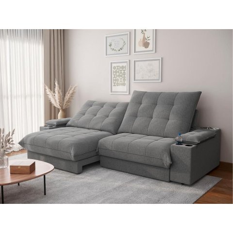 Sofá Thor 2,90cm com Super Pillow e Molas Ensacadas Linhosoft - Netsofas - Grafite