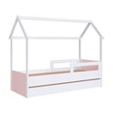 Ver imagem 2 de Cama Montessoriana Infantil Estilo Casinha com Cama Auxiliar Cor:branco com Rosa