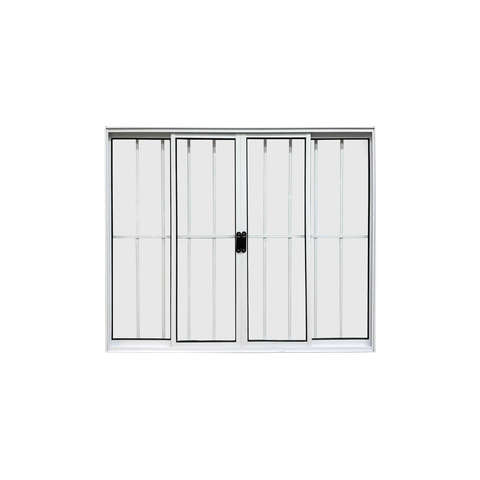 Vitrô 4 Folhas de Correr Aluminio Branco com Grade 1,20x1,20 Linha 18 Modular