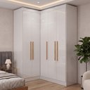 Ver mais imagens de Guarda Roupas de Canto Modulado Closet Madrid 5 Portas MDP Branco Maxel Móveis