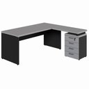 Ver imagem 4 de Mesa em L com Gaveteiro Organizador 4 Gavetas 150cm Cinza Sagrado com Preto F5 Office