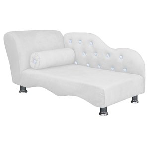 Caminha Pet Luxo Divâ Strass Tecido Corino Divini Decor:branco