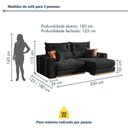 Ver imagem 7 de Sofá Retrátil e Reclinável Montreal 3 Lugares 230cm Veludo Preto Kc Rei de Casa