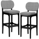 Ver imagem 1 de Kit 2 Banquetas Alta Bar Cozinha Sala Jantar Fixa Betta L02 Preto Suede Pied Poule - Lyam Decor