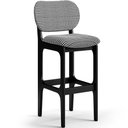Ver imagem 3 de Kit 2 Banquetas Alta Bar Cozinha Sala Jantar Fixa Betta L02 Preto Suede Pied Poule - Lyam Decor