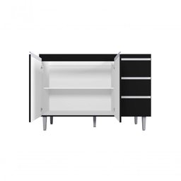 Kit Balcão Gabinete para Pia Andreia 120cm C- Balcão Cooktop 4 ou 5 Bocas Preto - 2