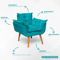 Poltrona Decorativa Reforçada para Sala Alice para Recepção Manicure Escritório Suede - 2