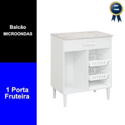 Balcão Armário Microondas Forno Fruteira Multiuso Branco - 3