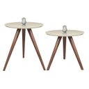 Ver imagem 1 de Jogo de 2 Mesa de canto Cor Off White Com Vidro Pé Palito 60/70 - Off White 40 Cm