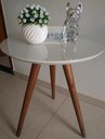Ver imagem 2 de Jogo de 2 Mesa de canto Cor Off White Com Vidro Pé Palito 60/70 - Off White 40 Cm