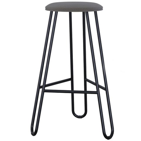Banqueta Baixa Bar Cozinha Sala de Jantar Áris C01 Preto Linho Fendi Cinza - Lyam Decor