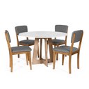 Ver imagem 1 de Mesa de Jantar Redonda Montreal Bran/jade com 4 Cadeiras Estofadas Ella Cinza Escuro