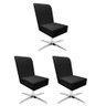 Kit 03 Cadeira Ana de Jantar Giratória Metal Suede Preto e Corino Branco - Dominic Decor - 1