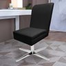 Kit 03 Cadeira Ana de Jantar Giratória Metal Suede Preto e Corino Branco - Dominic Decor - 2