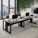 Ver imagem 1 de Mesa de Escritório Plataforma 3,0m 4 Pessoas Csp Pés Metal Cor:cinza Sagrado com Preto