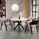 Ver imagem 2 de Kit 4 Cadeiras Sala de Jantar Estar Living Estofada Suran L02 Preto Linho Rosê - Lyam Decor