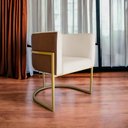 Ver imagem 2 de Poltrona Decorativa Cristal Base Gold Veludo Bege/pu Caramelo - Montanaris Decor