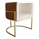 Ver imagem 1 de Poltrona Decorativa Cristal Base Gold Veludo Bege/pu Caramelo - Montanaris Decor
