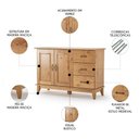 Ver imagem 3 de Aparador Buffet 120cm Madeira Maciça 2 Portas Hazel Carvalho Z25 - Mpozenato