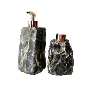Kit Lavabo Difusor E Saboneteira Pedra Quartzo Preto