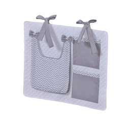 Porta Treco e Fralda Organizador Quarto de Bebê Menino Menina 1 Peça com Laço:chevron Cinza - 2