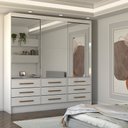Ver imagem 1 de Guarda-roupa Casal Taylor Premium 3 Portas 9 Gavetas com Espelho Branco - Panorama Móveis