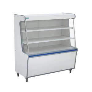 Balcão Vitrine Seco Expositor Art 100 Branco Faixa Azul