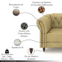 Ver imagem 3 de Conjunto Sala de Estar 1 Sofá Living 240cm e 2 Poltronas Stanford Chesterfield Pés Madeira Couro Beg