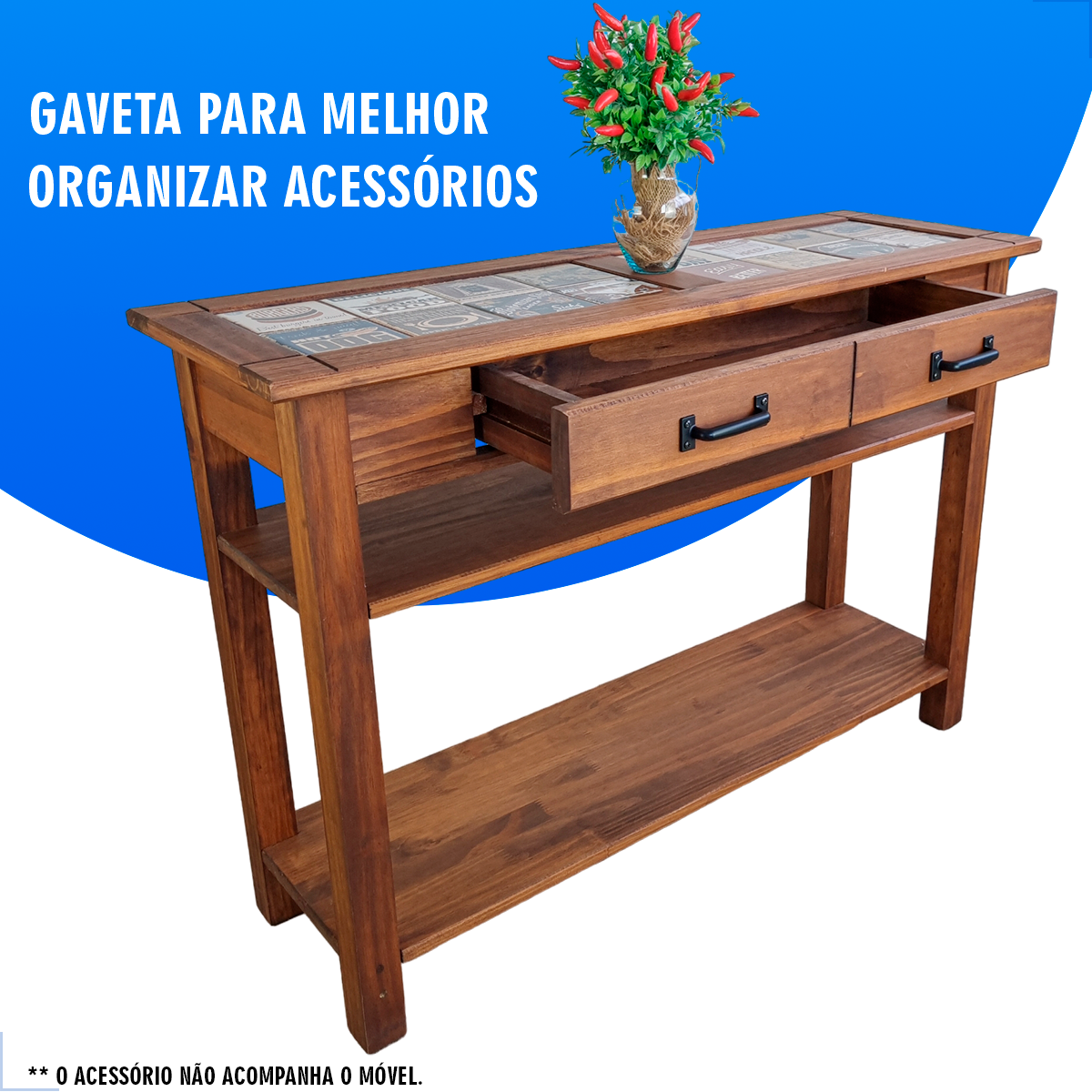 Aparador Rack Buffet Mesa Auxiliar Tv Video 100 Cm Cerâmica Organizador Multiuso Sala Balcão Retro - 3