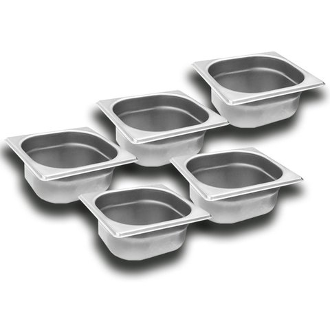 Conj 5 Cubas Gastronômica em Inox Gn 1/6x65 Mm 1 Litro sem Tampa Zahav