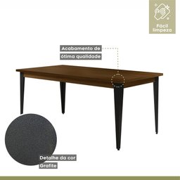 Conjunto Sala de Jantar Mesa Espanha 180cm com 6 Cadeiras em Aço e Junco Madri Mais Decor Courissimo - 4