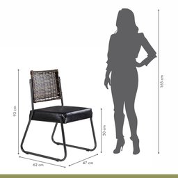 Conjunto Sala de Jantar Mesa Espanha 180cm com 6 Cadeiras em Aço e Junco Madri Mais Decor Courissimo - 5