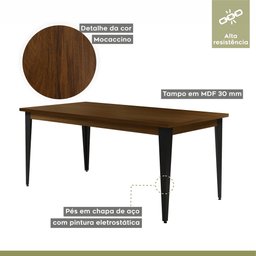 Conjunto Sala de Jantar Mesa Espanha 180cm com 6 Cadeiras em Aço e Junco Madri Mais Decor Courissimo - 3