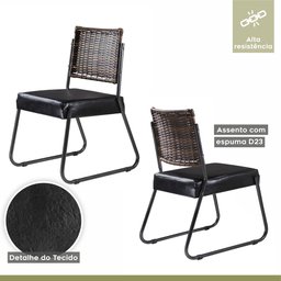 Conjunto Sala de Jantar Mesa Espanha 180cm com 6 Cadeiras em Aço e Junco Madri Mais Decor Courissimo - 7