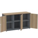 Ver imagem 4 de Armário Baixo Credenza PE25 Pandin 121,50 cm (largura) em MDP Cor Noce Naturalle e Grafito Três