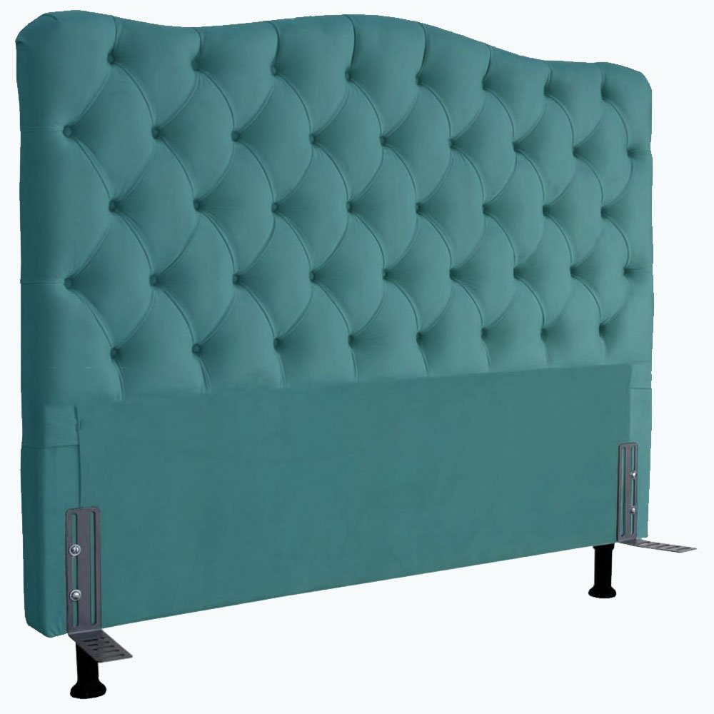 Cabeceira para Cama Box Casal 1,4 M Realeza:suede Azul Turquesa