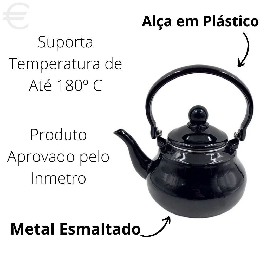 Bule Ágata Chaleira Para Chá Café Esmaltado 1,5 Litros - 2