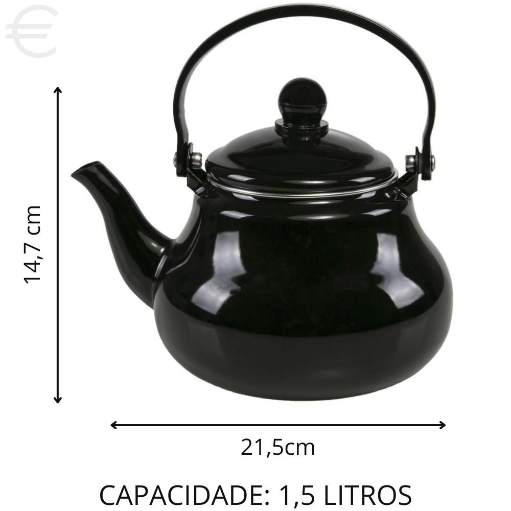 Bule Ágata Chaleira Para Chá Café Esmaltado 1,5 Litros - 3