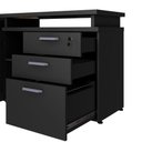 Ver imagem 7 de Mesa L Escritório 1,5m Pé Metal Armário 3 Gavetas 1 Porta F5 Cor:preto