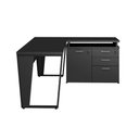 Ver imagem 5 de Mesa L Escritório 1,5m Pé Metal Armário 3 Gavetas 1 Porta F5 Cor:preto