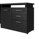 Ver imagem 6 de Mesa L Escritório 1,5m Pé Metal Armário 3 Gavetas 1 Porta F5 Cor:preto