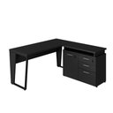 Ver imagem 3 de Mesa L Escritório 1,5m Pé Metal Armário 3 Gavetas 1 Porta F5 Cor:preto